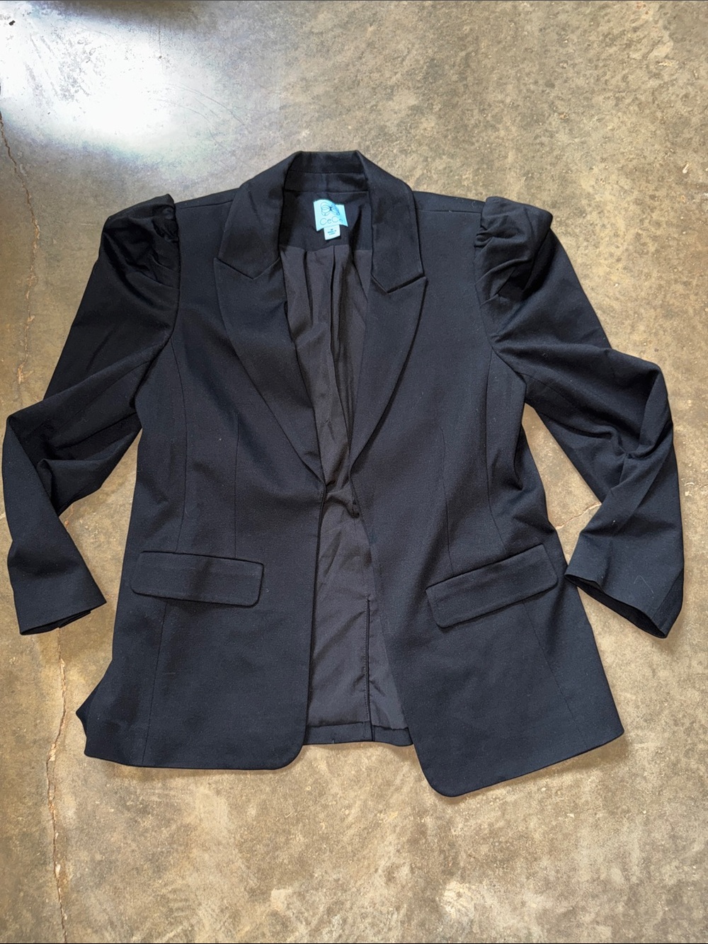 CECE Womens Black Puff Shoulder Blazer Jacket | Medium